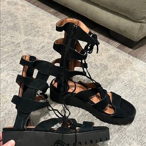 Jeffrey Campbell Black Lace-Up Sandals